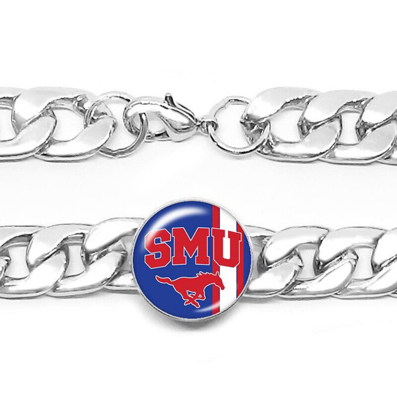 Smu Mustangs Mens Womens Link Chain Bracelet University Jewelry W Gift Pkg D4