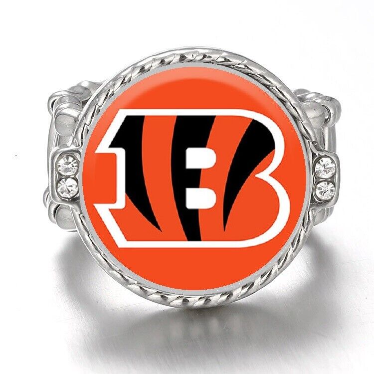 Cincinnati Bengals Silver Women'S Crystal Accent Football Ring W Gift Pkg D12