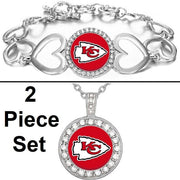 Kansas City Chiefs Gift Set Womens Sterling Silver Necklace And Bracelet D18D27