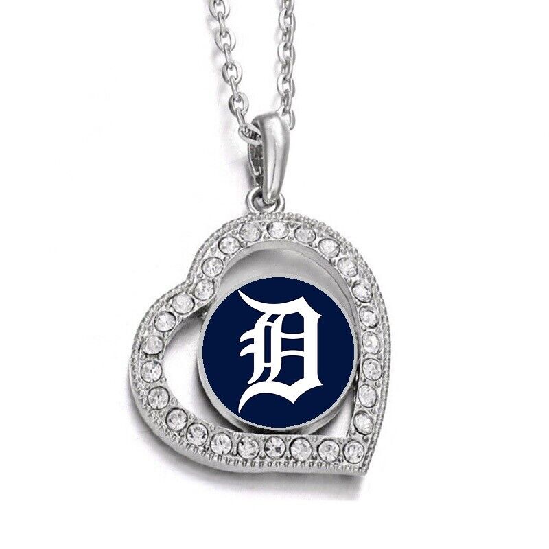 Detroit Tigers Womens Sterling Silver Link Chain Necklace With Pendant D19