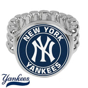 Special New York Yankees Mens Womens Adjustable Silver Ring W Gift Pkg D2
