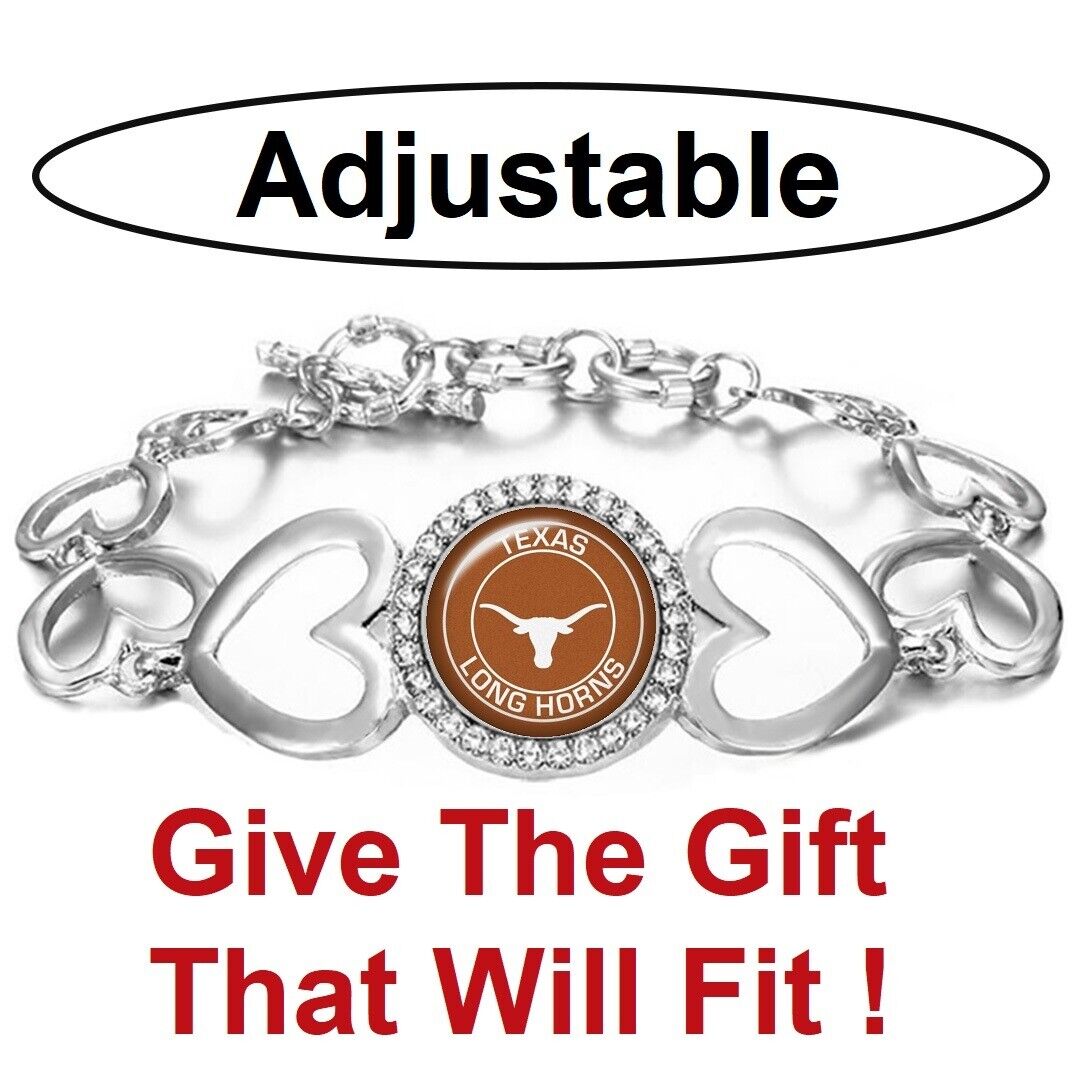 Texas Longhorns Womens Silver Link Bracelet W Gift Pkg D27