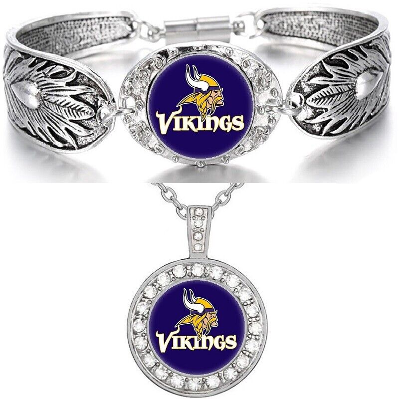 Minnesota Vikings Gift Womens 925 Sterling Silver Necklace Bracelet Set D3D18