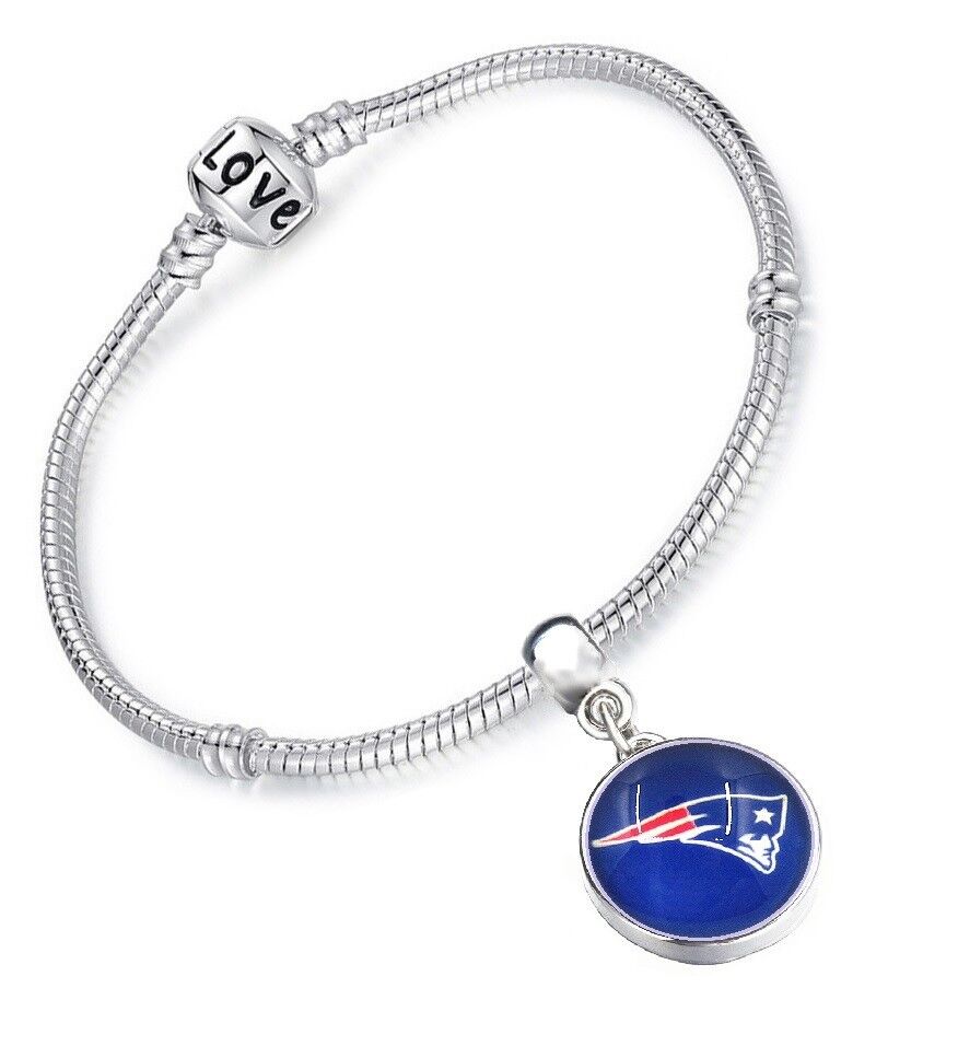 New England Patriots Womens Sterling Silver Snake Bracelet Football Gift D13
