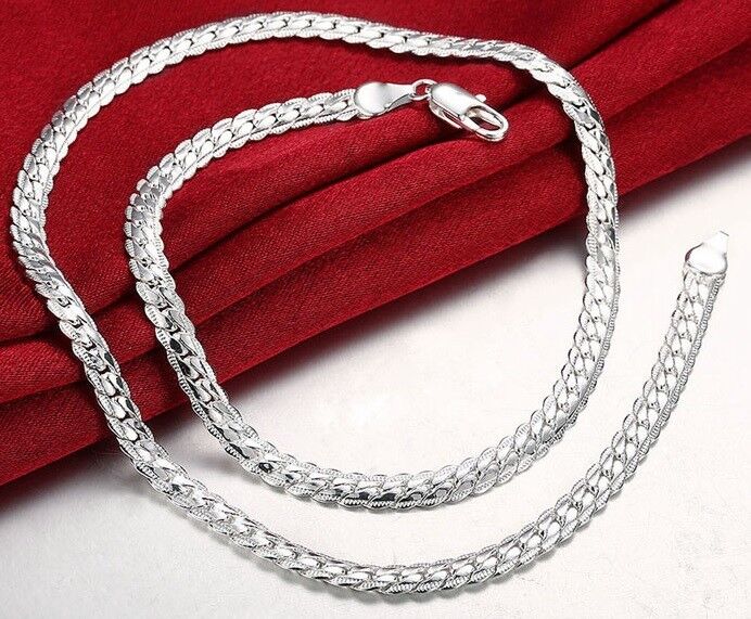 Mothers Day 925 Sterling Silver Womens Cuban Curb Link Chain Necklace D543k