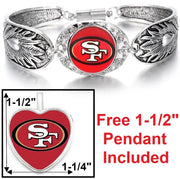 Free Pendant Gift With San Francisco 49Ers Women'S Sterling Silver Bracelet D3F