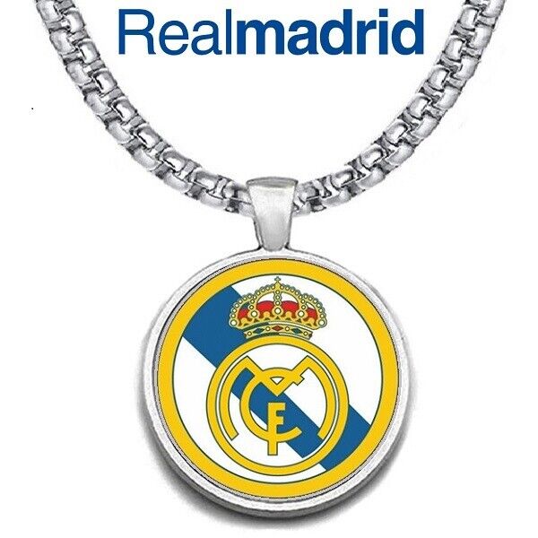 Large Real Madrid Soccer Fubol Necklace Stainless Steel Chain Free Ship' D30