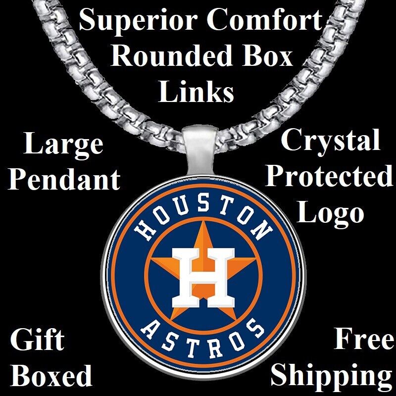 Houston Astros Mens Womens Stainless Steel Pendant 20" Necklace W Gift Pkg D30