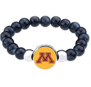 University Minnesota Golden Gophers Womens Men Black Bead Chain Bracelet Gift D1