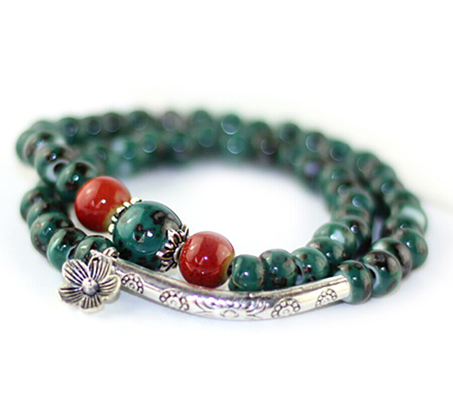 3 Colors Flower Layered Wrap Beaded BOHO Women's Anklet Ankle Bracelet D617