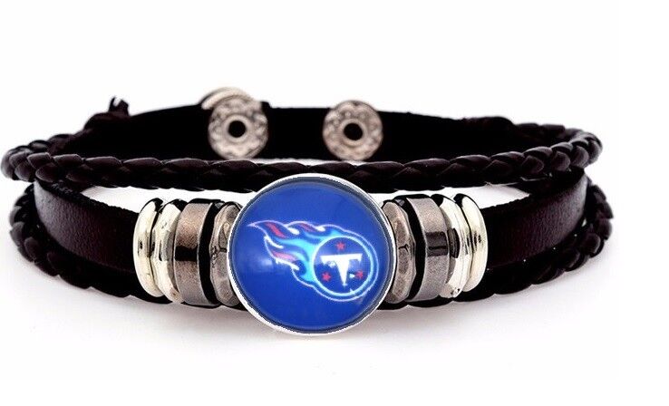 Tennessee Titans Mens Womens Black Leather Bracelet Football + Giftpg D14-1