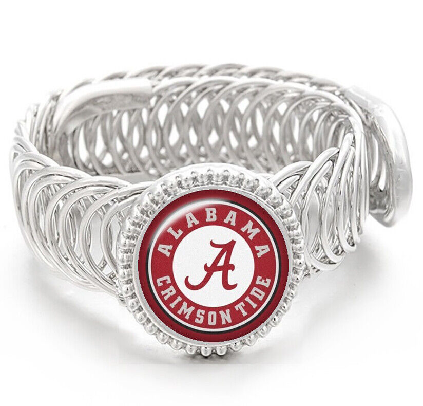 University Alabama Crimson Tide Mens Silver Adjustable Bracelet Jewelry Gift D11