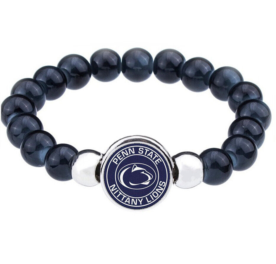 Penn State Nittany Lions Womens Mens Black Bead Chain Bracelet Gift D1