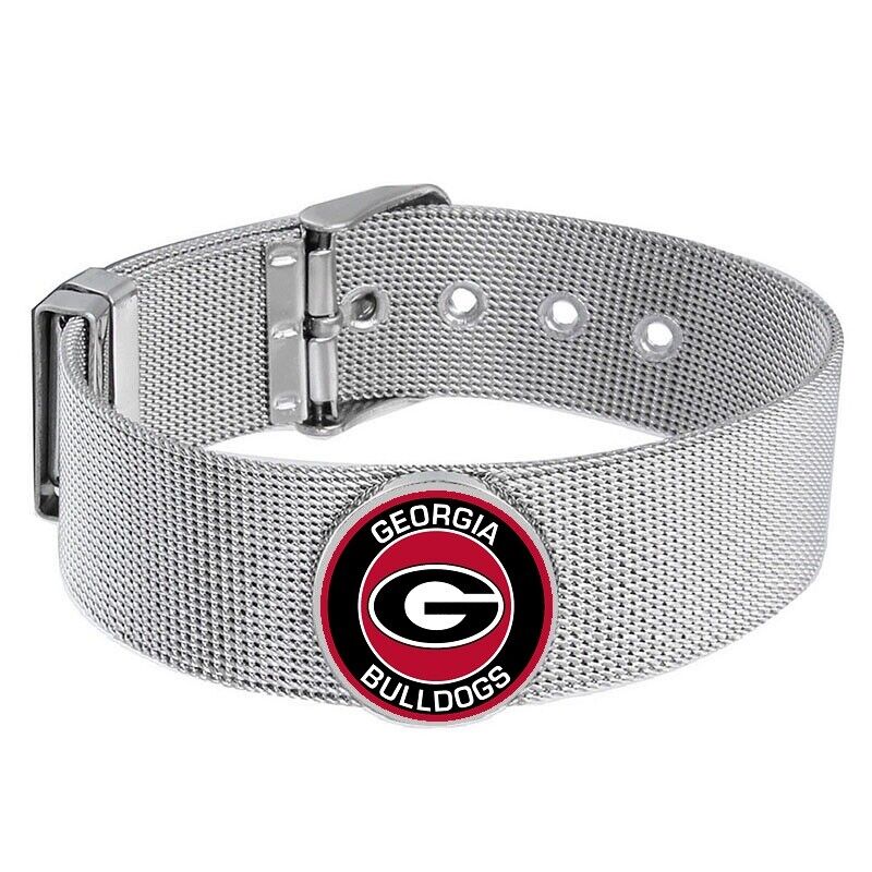 Georgia Bulldogs Mens Womens Silver Adjustable Bracelet W Gift Pkg D6