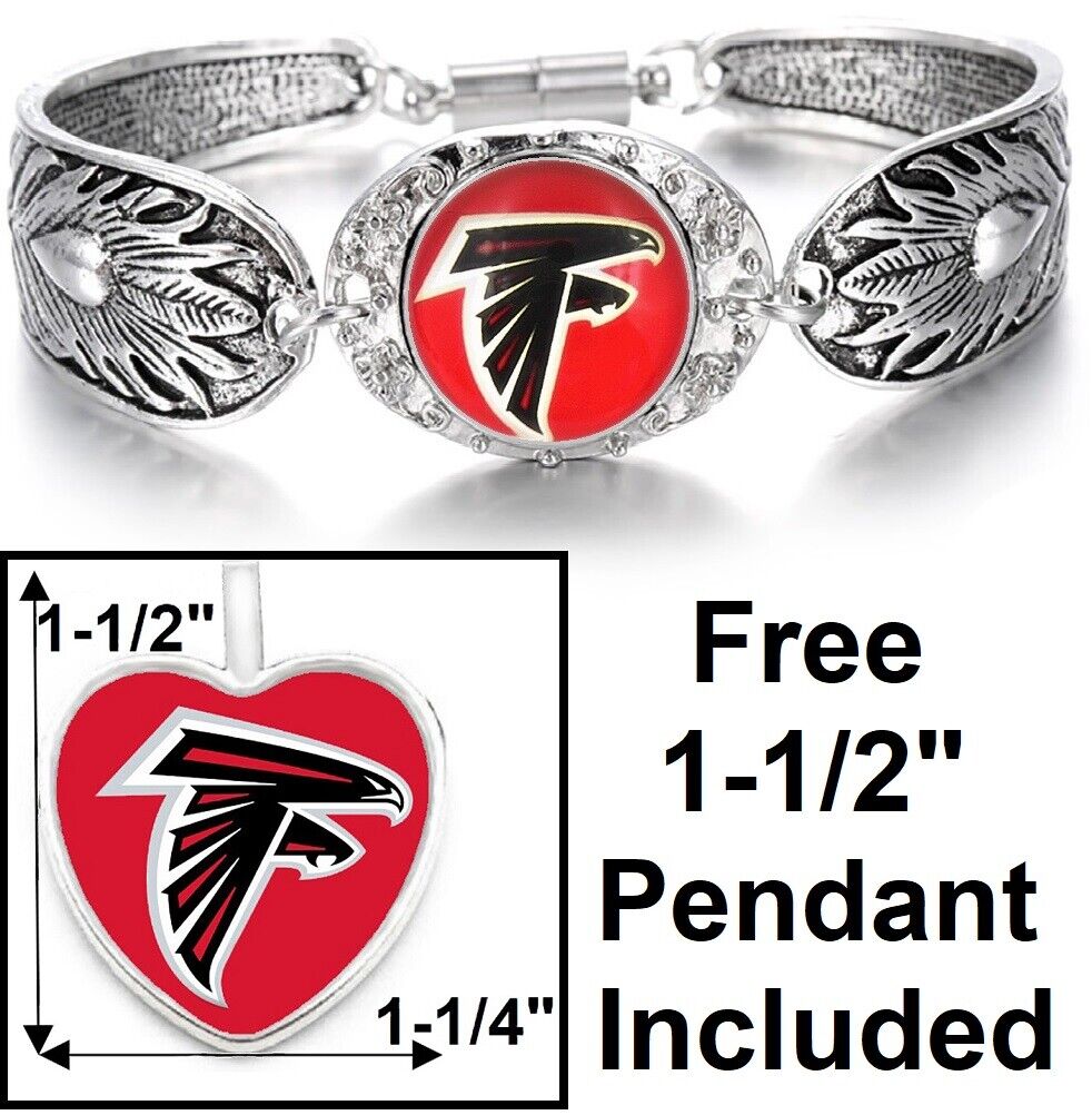 Free Pendant Gift With Atlanta Falcons Women'S Sterling Silver Bracelet D3F