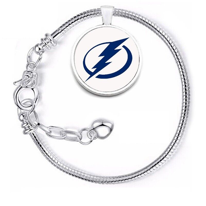 Tampa Bay Lightning Womens Mens Silver Link Chain Adjustable Bracelet D10