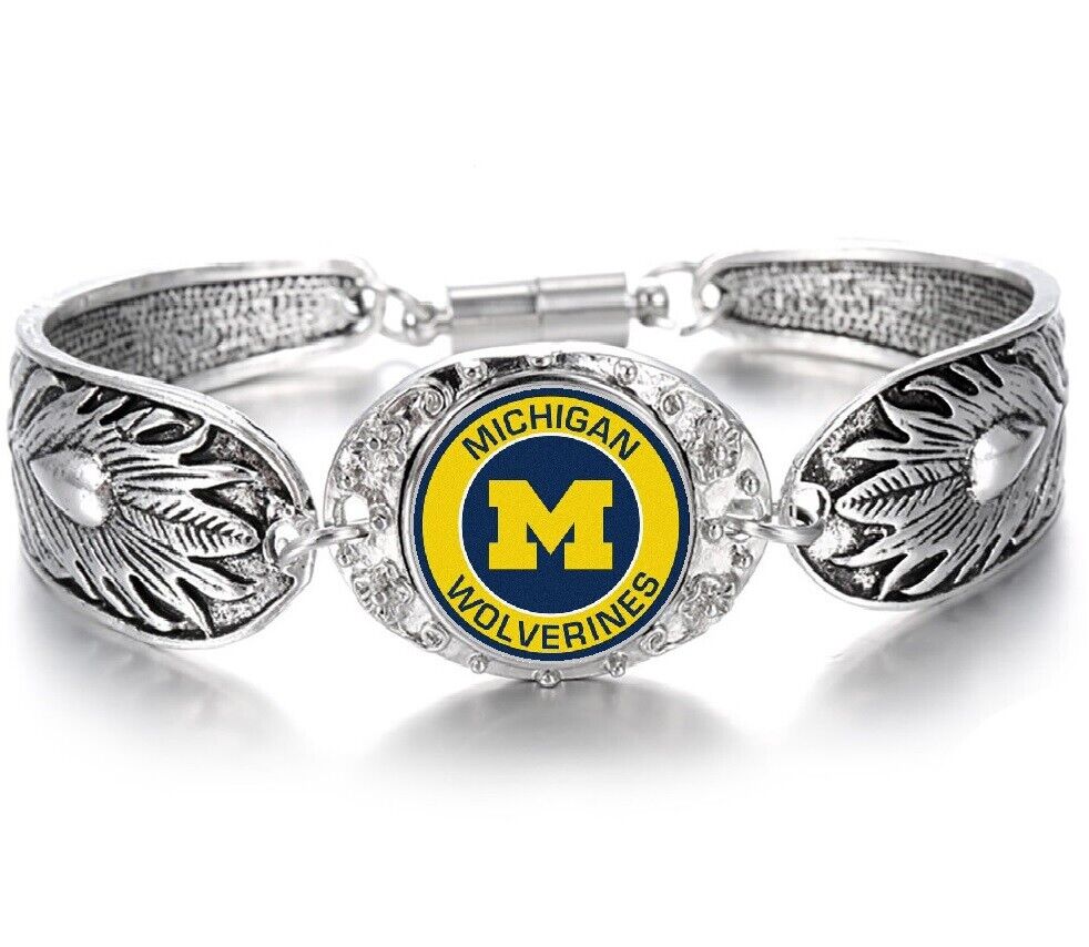 Michigan Wolverines 925 Sterling Silver Necklace And Bracelet Set State D3D18