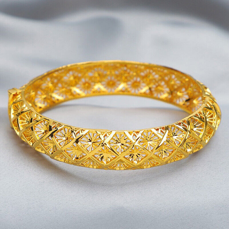 18k Yellow Gold Women's Wedding Design Bracelet Bangle Design w Gift Pkg D812