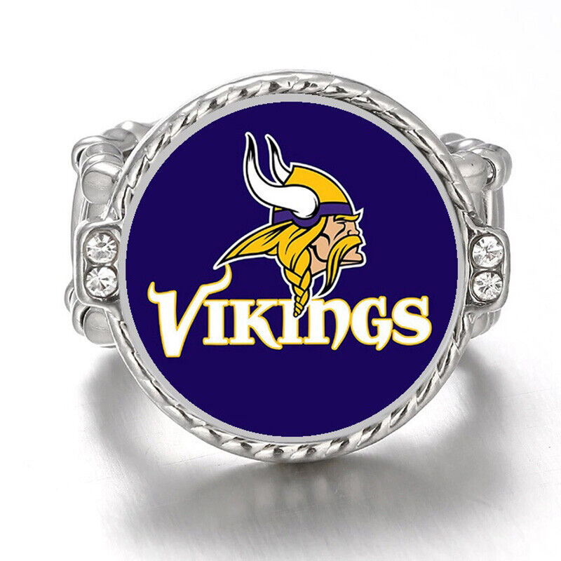 Minnesota Vikings Silver Women'S Crystal Accent Football Ring W Gift Pkg D12