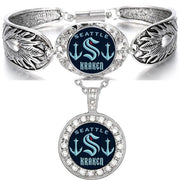 Seattle Kraken Womens Sterling Silver Necklace With Bracelet Gift Set D3D18