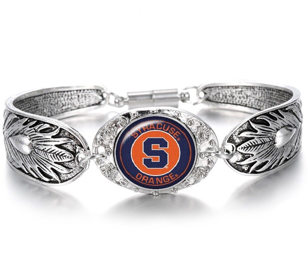 Syracuse Orange 925 Sterling Silver Necklace And Bracelet Set State D3D18
