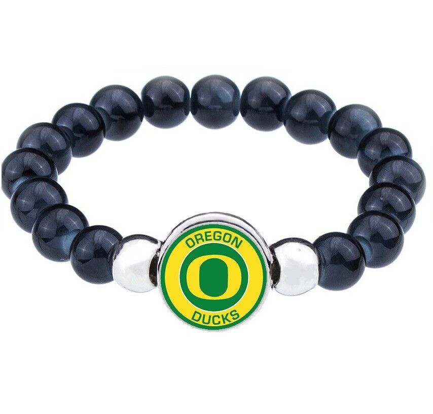 Special Oregon Ducks Womens Mens Black Bead Link Bracelet W Gift Pkg D1