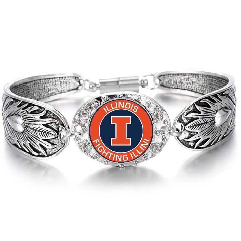 Illinois Fighting Illini Womens Sterling Silver Bracelet Jewelry College Gift D3
