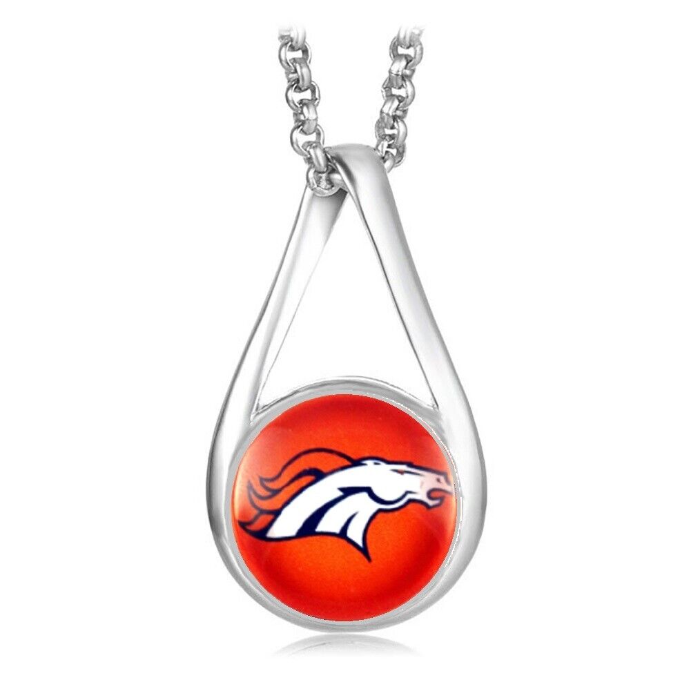 Special Denver Broncos Women'S Sterling Silver Link Necklace With Pendant D28