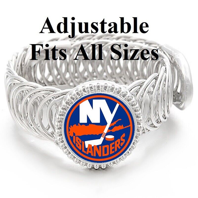 New York Islanders Mens Women'S Silver Link Hockey Bracelet Gift D11