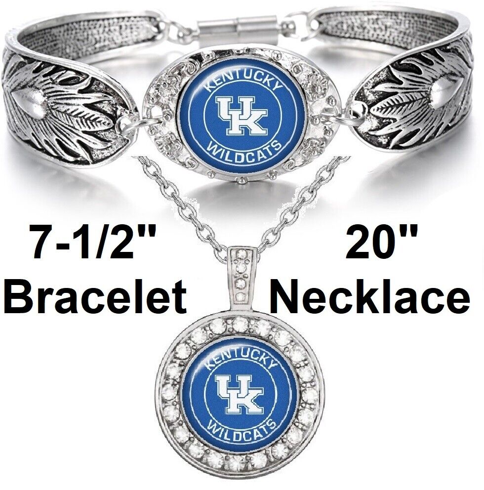 Kentucky Wildcats Womens 925 Sterling Silver Necklace Bracelet State Set D3D18
