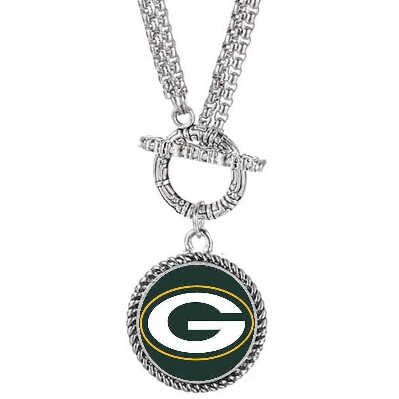 Green Bay Packers Womens Double Layer T-Bar Chain Link Pendant Necklace D15