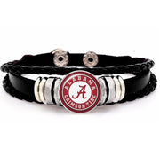 Alabama Crimson Tide Mens Womens Black Leather Bracelet W Gift Pk D14