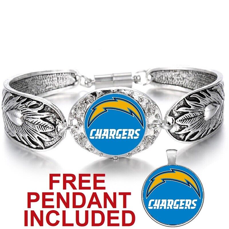 Los Angeles Chargers Women'S Tibetian Silver Bracelet Football Gift W Gift Pk D3