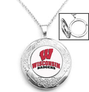 Wisconsin Badgers Sterling Silver Link Chain Necklace With Locket Gift D16
