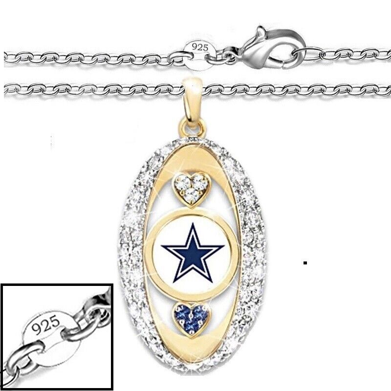 Dallas Cowboys Mens Womens Sterling Silver Link Chain Necklace With Pendant