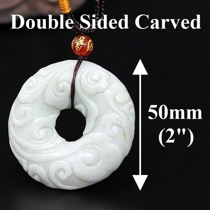 Natural Burmese Grade A Jadeite Jade Double Sided Cloud Pendant Necklace D875