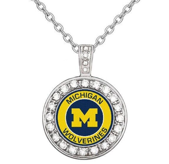 Michigan Wolverines 925 Sterling Silver Necklace College Football  Gift D18