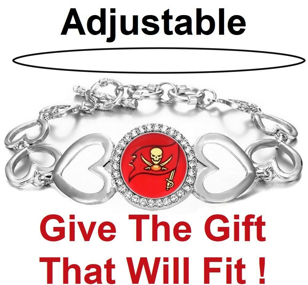 Special Tampa Bay Buccaneers Womens Heart Link Adjust. Bracelet W Gift Pkg D27