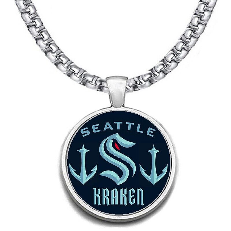 Large Seattle Kraken 24" Necklace Stainless Chain Hockey Free Ship' D30