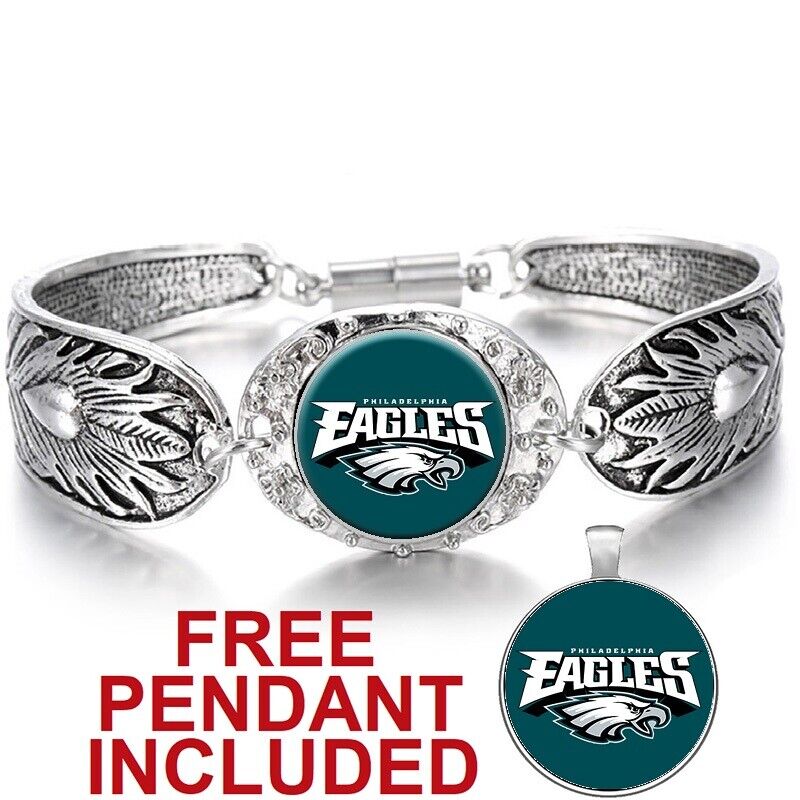 Philadelphia Eagles Women'S Sterling Silver Bracelet Football Gift W Gift Pkg D3
