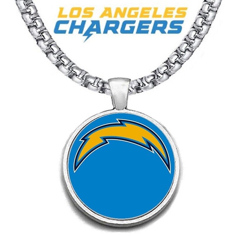Large Los Angeles LA Chargers Mens Gift Set Stainless 24" Necklace Bracelet D4D30