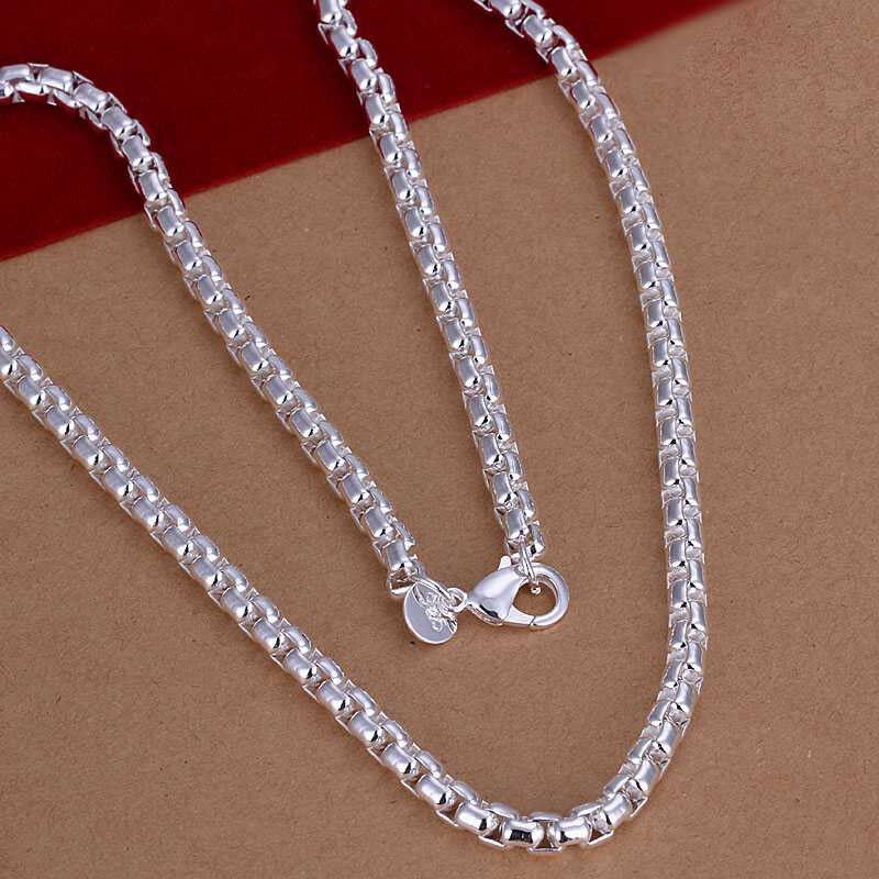 925 Sterling Silver Women's 4mm Round Box Link Chain Necklace w GiftPkg D615