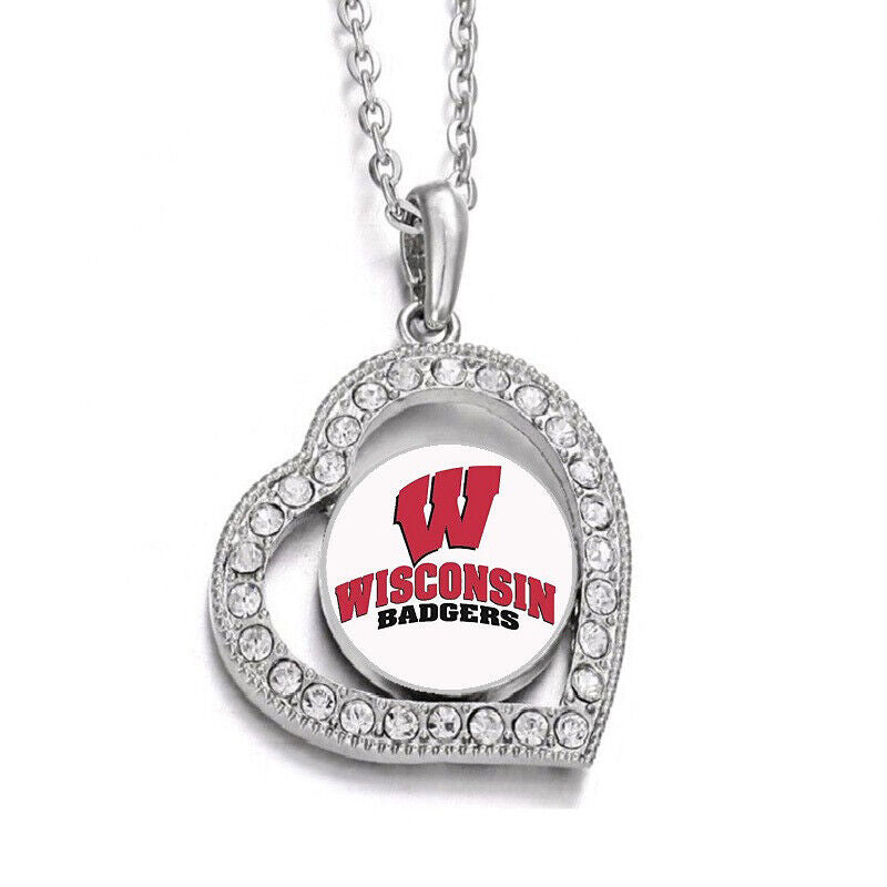 Wisconsin Badgers Womens Sterling Silver Link Chain Necklace With Pendant D19