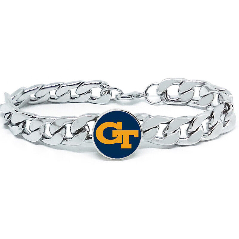 Georgia Tech Institute Of Technology Mens Link Chain Bracelet College Gift D4