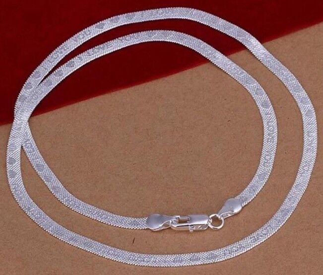 925 Sterling Silver Women's Snake Link Chain Necklace +Free Gift Pkg D521