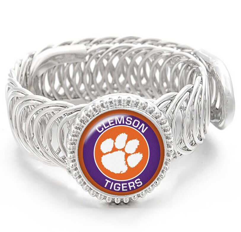 Clemson Tigers Mens Silver Adjustable Chain Bracelet Jewelry Gift D11