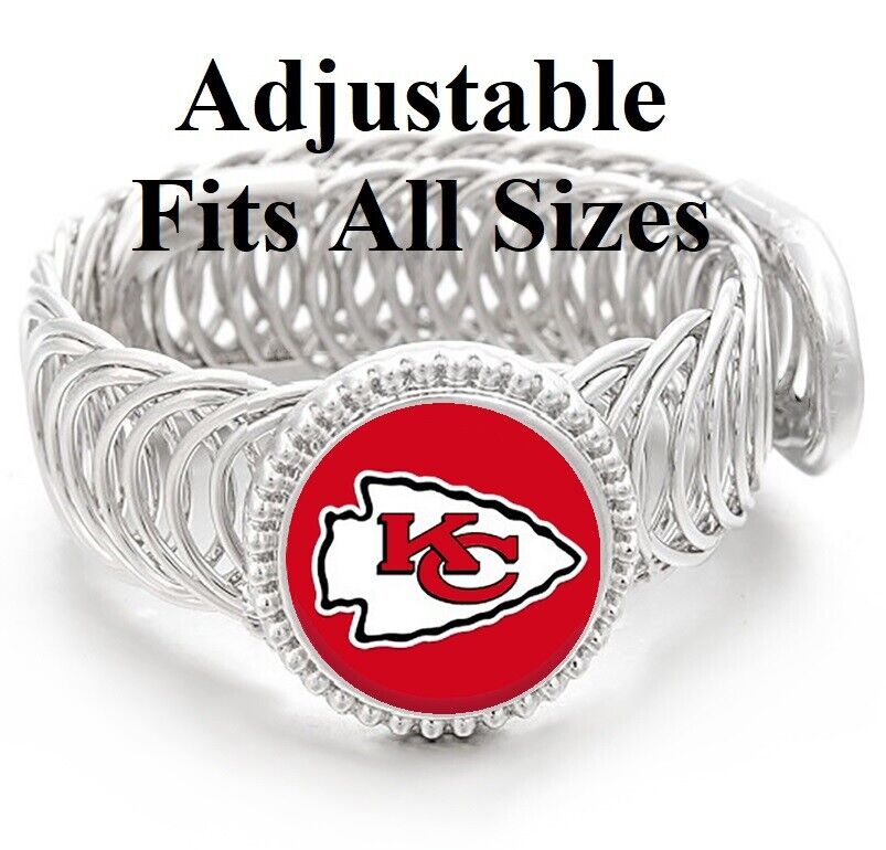 Kansas City Chiefs Football Sterling Silver Mens Womens Bracelet + Giftp D11