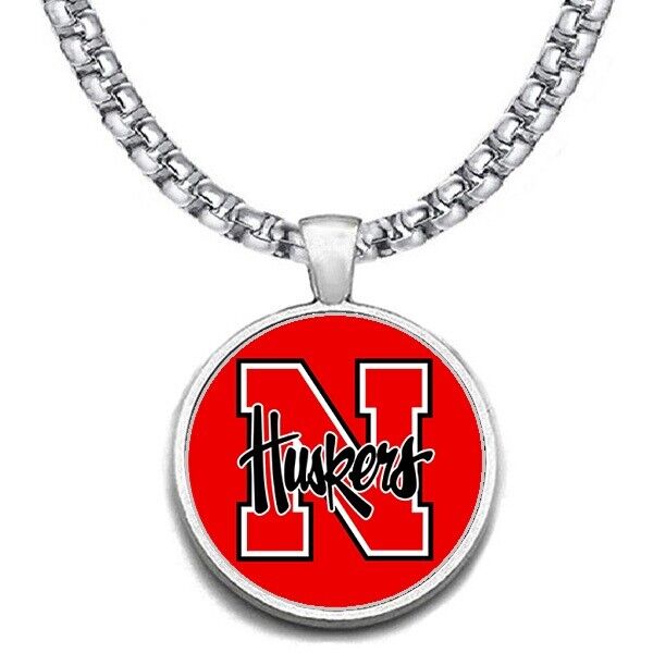 Large Nebraska Cornhuskers 24" Chain Stainless Pendant Necklace Free Ship' D30