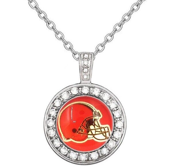 Orange Cleveland Browns Women'S 925 Sterling Silver Necklace Football Gift D18