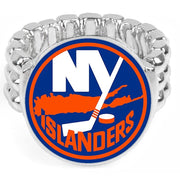 New York Islanders Mens Womens Silver Hockey Fan Ring Fits All D2